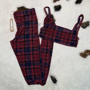 SKIMS Milky Sheer Plaid Leggings & Bralette Set – Size S (NWT)
